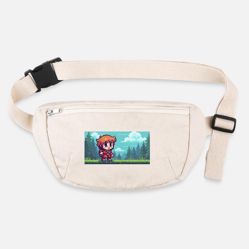 Héros pixel dans la scène du jeu d’aventure en forêt Sac banane recyclé Stanley/Stella