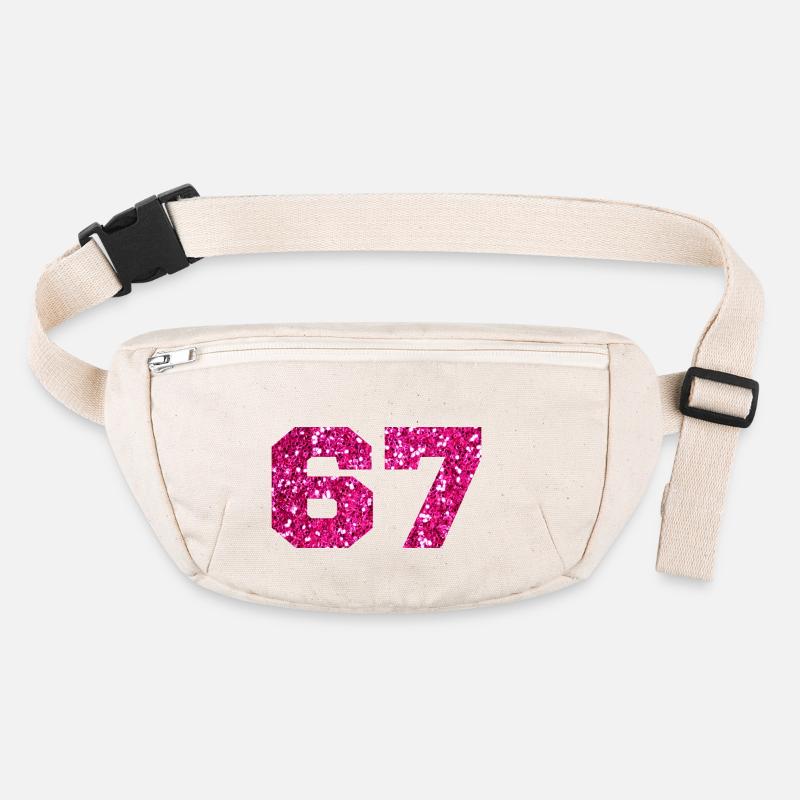 Number 67 Pink Glitter - 67th Birthday Stanley/Stella recycled Hip Bag 