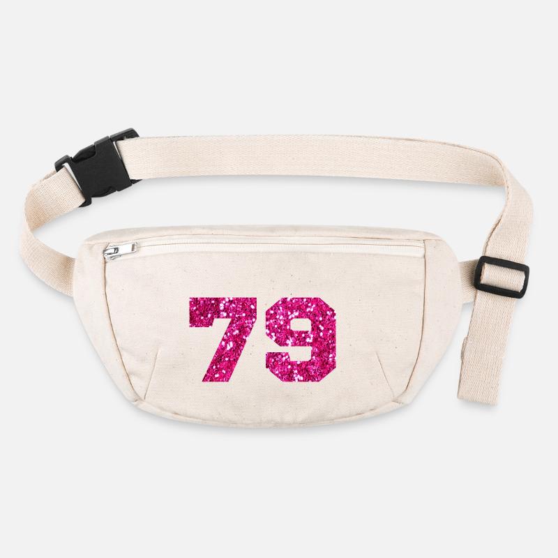 Number 79 Pink Glitter - 79th Birthday Stanley/Stella recycled Hip Bag 