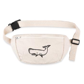 Tattoo-Stil großer Blauwal - Stanley/Stella recycelte Gürteltasche - Naturweiß - Vorne