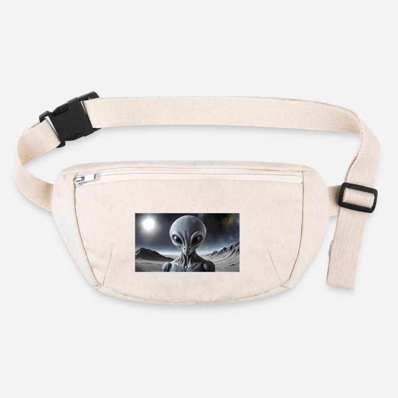 extraterrestre gris sur la surface de la lune – portrait Sac banane recyclé Stanley/Stella