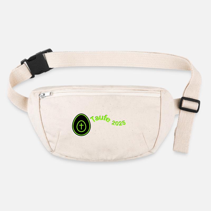 Taufe 2025 Kreuz im Ei hell grün Querformat Stanley/Stella recycelte Gürteltasche