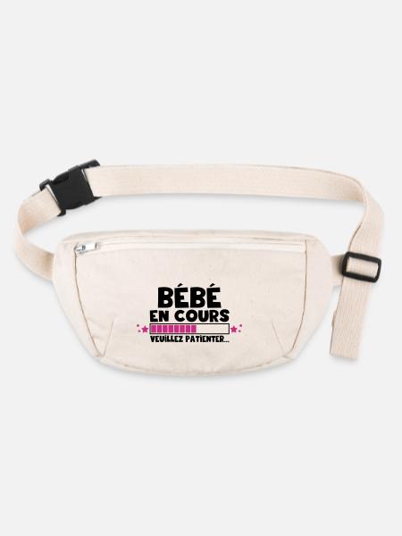 Bébé en cours,grossesse,famille - Sac banane recyclé Stanley/Stella - blanc naturel - Devant
