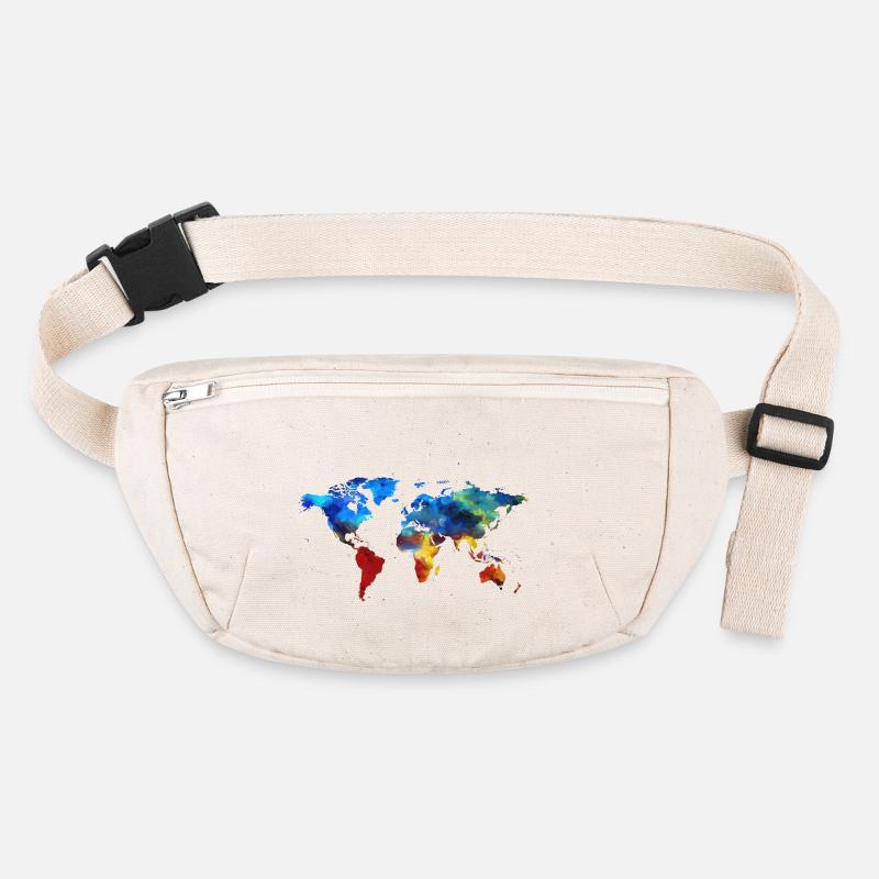 Painted world map Stanley/Stella recycled Hip Bag 