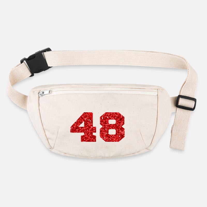 Number 48 Red Glitter - 48th Anniversary Stanley/Stella recycled Hip Bag 