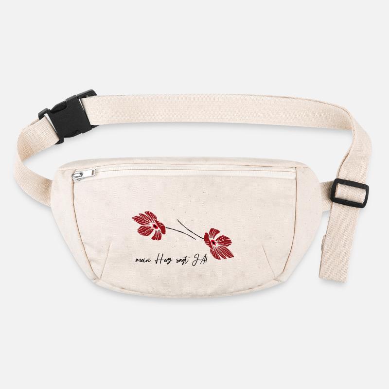 mein Herz sagt Ja, Blumen - Stanley/Stella recycelte Gürteltasche - Naturweiß