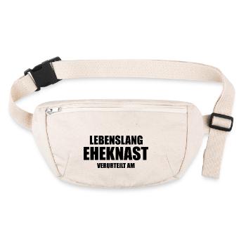 lustiger Spruch Junggesellenabschied Ehe Hochzeit - Stanley/Stella recycelte Gürteltasche - Naturweiß - Vorne