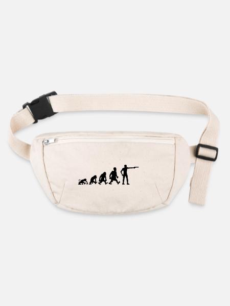 Zeichnen Evolution Spaß Sport Schießen Pistole Hum - Stanley/Stella recycelte Gürteltasche - Naturweiß - Vorne
