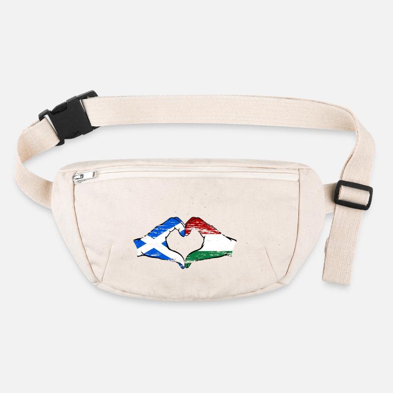 Ecosse Hongrie Drapeau Mains Coeur Forme Utilisé Sac banane recyclé Stanley/Stella
