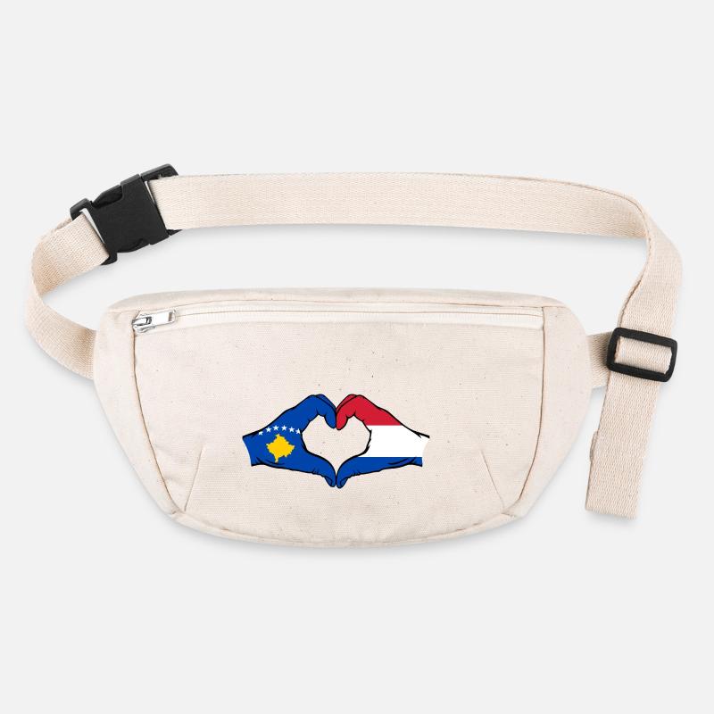 Kosovo Holland Flag Hands Heart Shape Stanley/Stella recycled Hip Bag 
