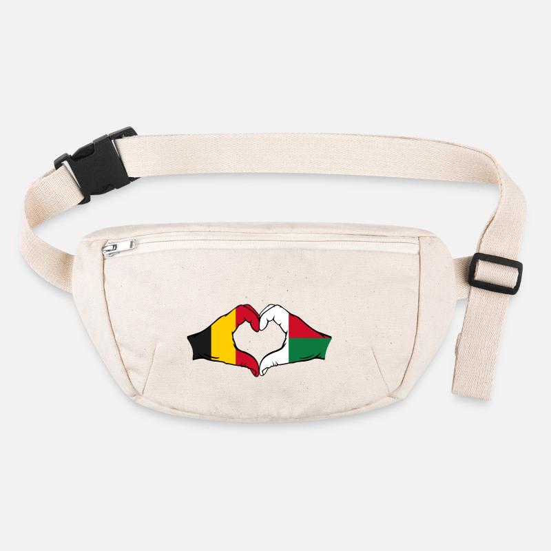 Belgique Madagascar Drapeau Mains Coeur Forme Sac banane recyclé Stanley/Stella