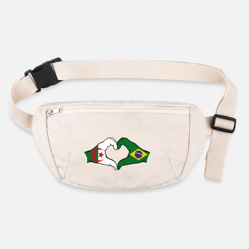 Algeria Brazil Flag Hands Heart Shape Stanley/Stella recycled Hip Bag 