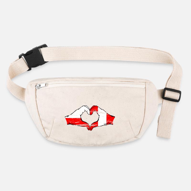 Pologne Pérou drapeau forme de coeur utilisé Sac banane recyclé Stanley/Stella