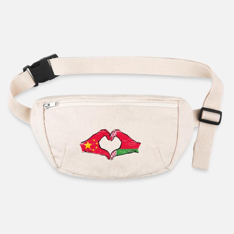 China Belarus Flagge Hände Herzform used Stanley/Stella recycelte Gürteltasche