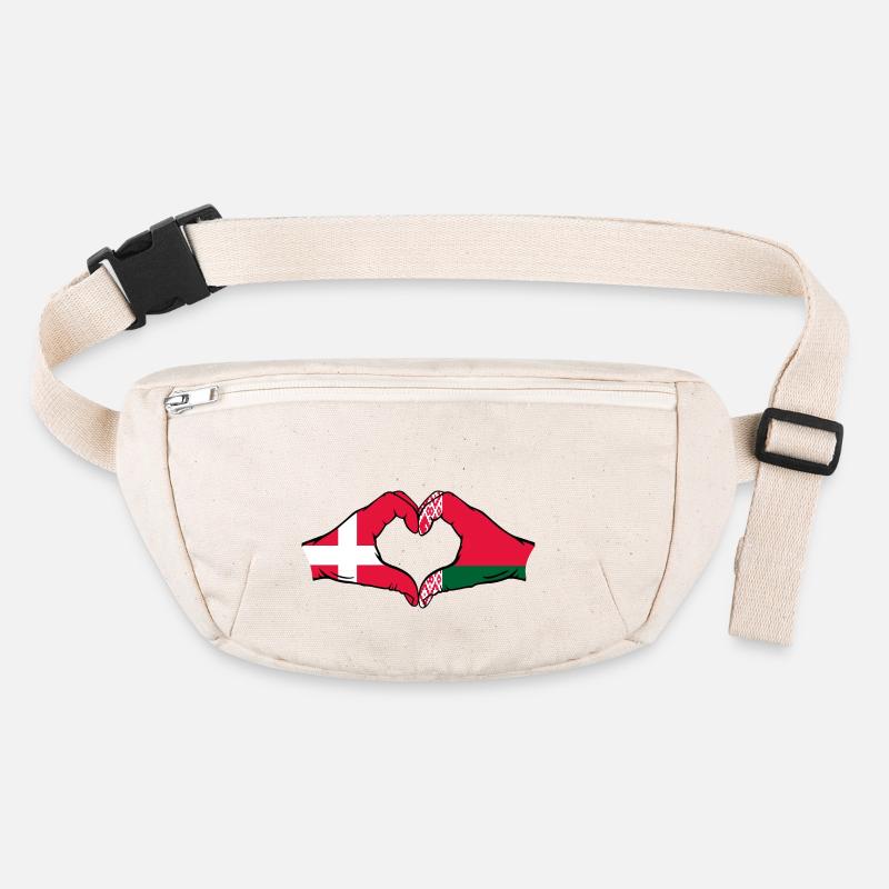Danemark Biélorussie Drapeau Mains Coeur Forme Sac banane recyclé Stanley/Stella