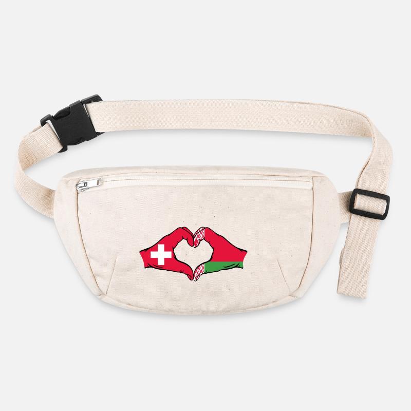 Schweiz Belarus Flagge Hände Herzform Stanley/Stella recycelte Gürteltasche