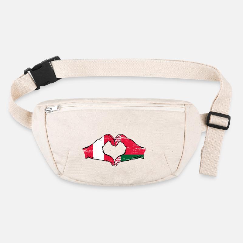 Peru Belarus flag hands heart shape used Stanley/Stella recycled Hip Bag 