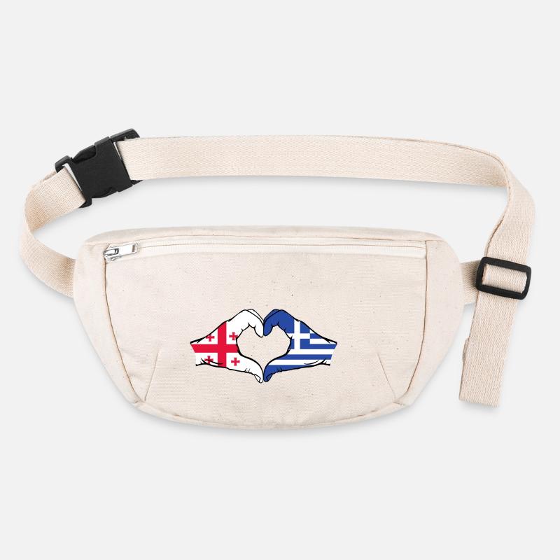 Géorgie, Grèce, drapeau, mains, forme coeur Sac banane recyclé Stanley/Stella