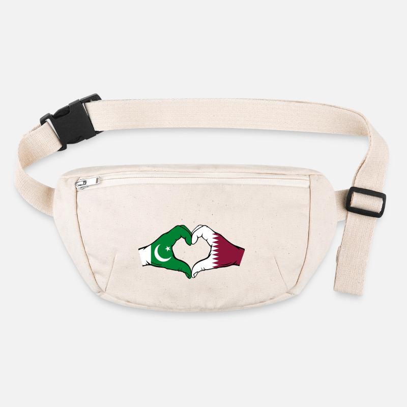 Pakistan Qatar Flag Hands Heart Shape Stanley/Stella recycled Hip Bag 