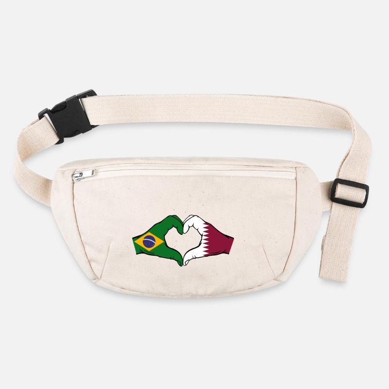 Brésil Qatar drapeau mains forme coeur Sac banane recyclé Stanley/Stella