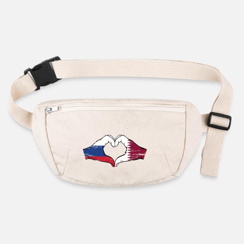 Russland Katar Flagge Hände Herzform used Stanley/Stella recycelte Gürteltasche