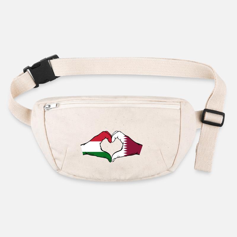 Hongrie Qatar drapeau mains forme coeur Sac banane recyclé Stanley/Stella