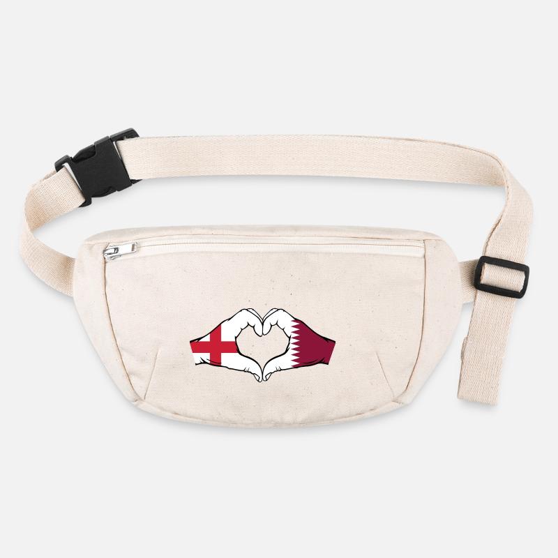 Angleterre Qatar drapeau mains forme coeur Sac banane recyclé Stanley/Stella