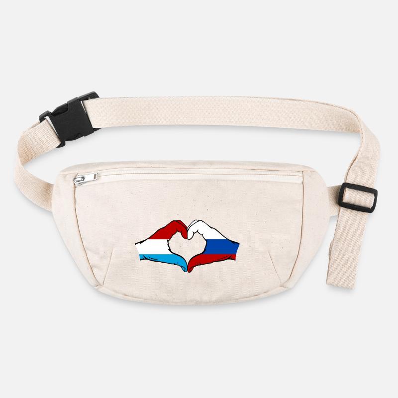 Luxembourg Russie Drapeau Mains Coeur Forme Sac banane recyclé Stanley/Stella