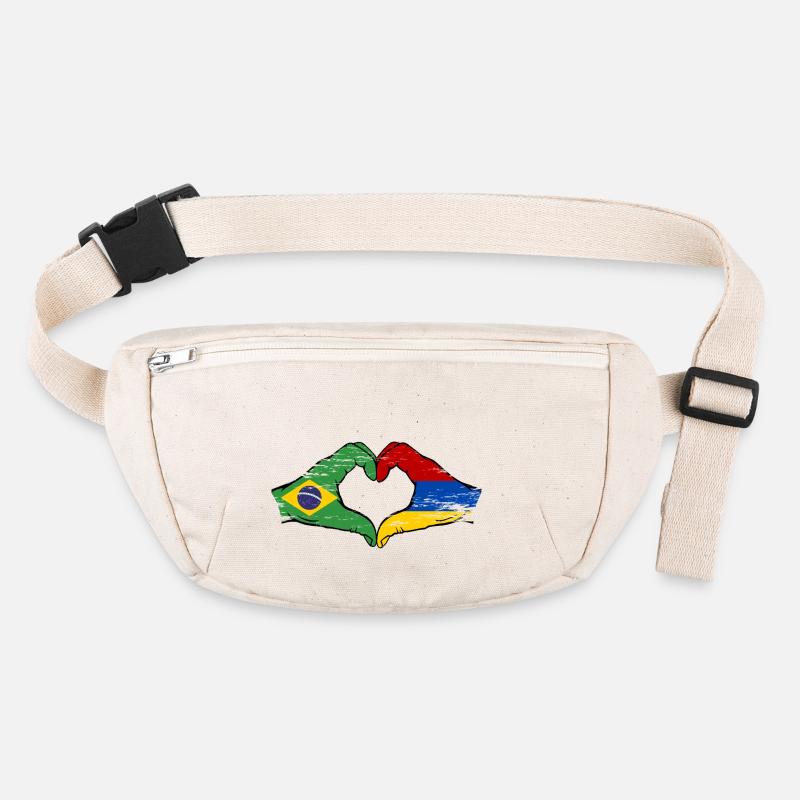 Brésil Arménie Drapeau Mains Coeur Forme Utilisé Sac banane recyclé Stanley/Stella