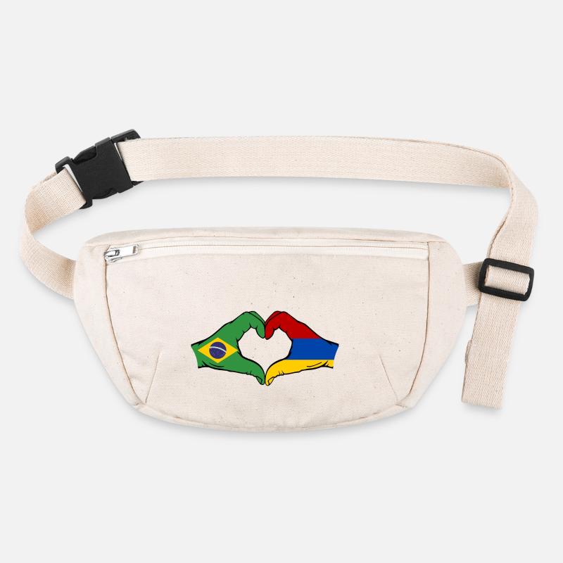 Brésil Arménie Drapeau Mains Coeur Forme Sac banane recyclé Stanley/Stella
