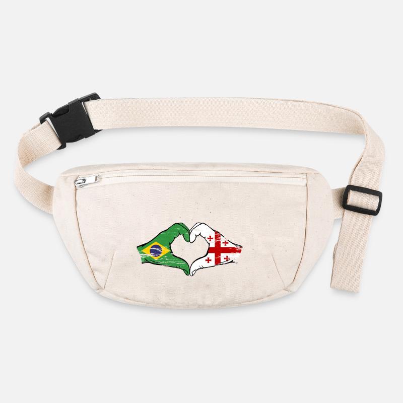 Brésil Géorgie drapeau mains forme de coeur utilisé Sac banane recyclé Stanley/Stella
