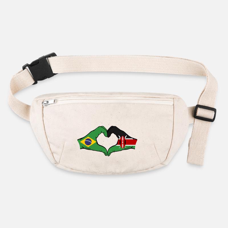 Brésil Kenya Drapeau Mains Coeur Forme Sac banane recyclé Stanley/Stella