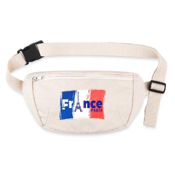 France Paris mit Frankreich Flagge und Eiffelturm - Stanley/Stella recycelte Gürteltasche - Naturweiß - Vorne