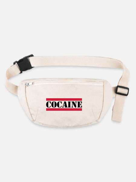 inscription cocaine avec des lignes rouges - Sac banane recyclé Stanley/Stella - blanc naturel - Devant