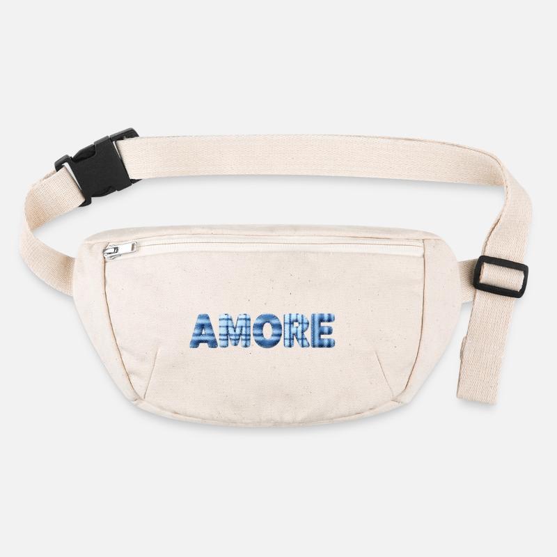 Amore Eisblau Schriftzug Patchwork Trend Stanley/Stella recycelte Gürteltasche