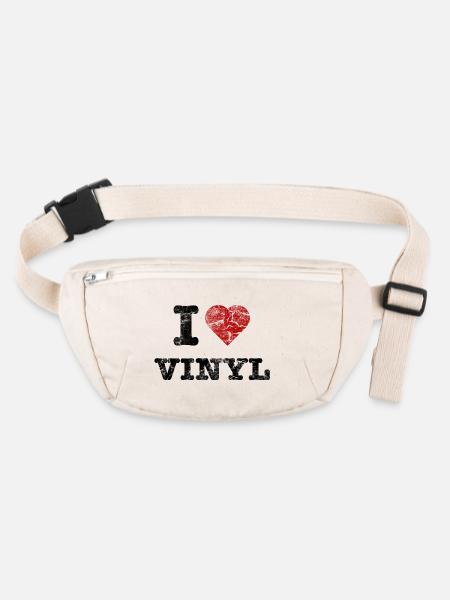 i_love_vinyl_vintage - Stanley/Stella recycelte Gürteltasche - Naturweiß - Vorne