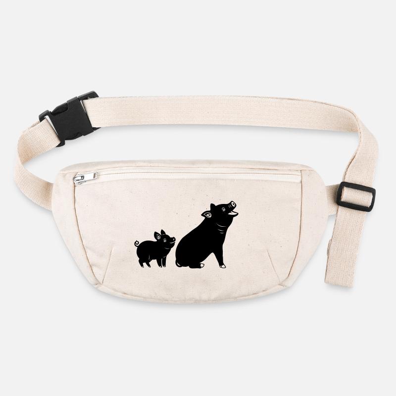 Image de mère cochon avec ombre de porcelet Sac banane recyclé Stanley/Stella