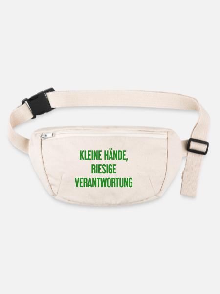Small Hands, Huge Responsibility Parent Saying - Stanley/Stella recycled Hip Bag  - natural - Front