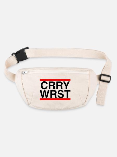 Currywurst in Rot und Schwarz - Stanley/Stella recycelte Gürteltasche - Naturweiß - Vorne