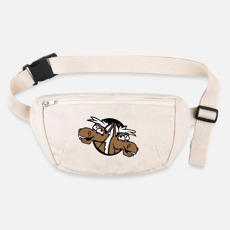 2 Horses Team Laughing Funny Hole Crazy Friend Stanley/Stella recycled Hip Bag 