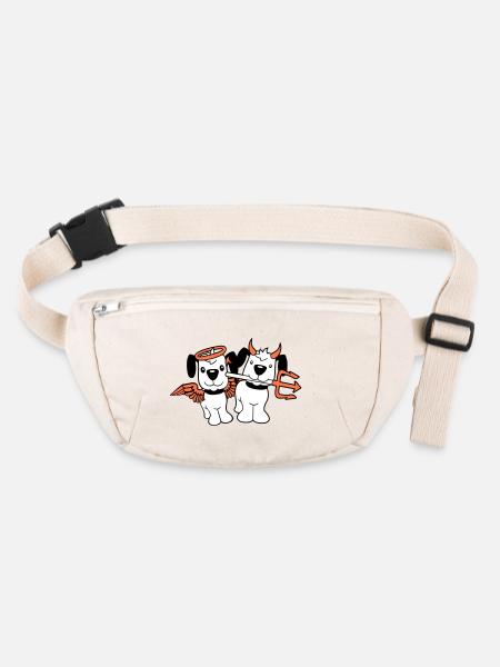 2 Hunde Engel Teufel Satan Himmel Hölle Gewissen - Stanley/Stella recycelte Gürteltasche - Naturweiß - Vorne