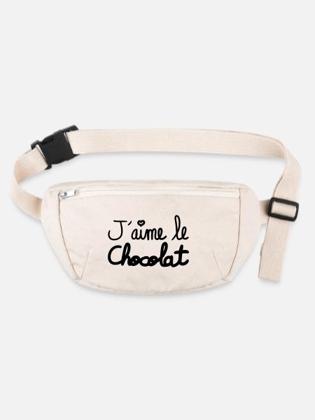 j'aime le chocolat - Sac banane recyclé Stanley/Stella - blanc naturel - Devant