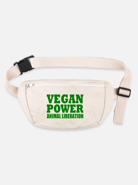Vegan power animal liberation - Stanley/Stella recycled Hip Bag  - natural - Front