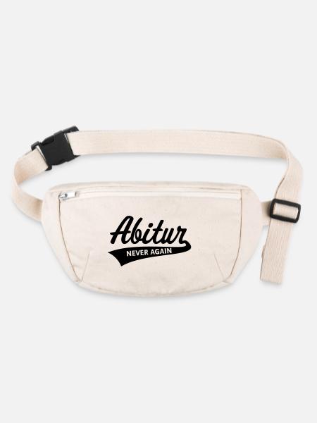 Abitur – Never Again (Abiturient / Abi / Black) - Stanley/Stella recycelte Gürteltasche - Naturweiß - Vorne