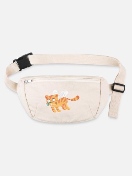 Chat de paix Leo vole pour la paix - Sac banane recyclé Stanley/Stella - blanc naturel - Devant