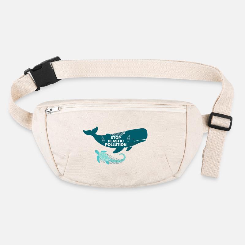 Stop Plastic Pollution, whale and turtle Stanley/Stella recycled Hip Bag 
