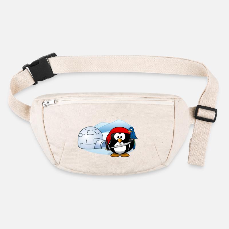 Pirate penguin with sword, parrot and igloo. Stanley/Stella recycled Hip Bag 