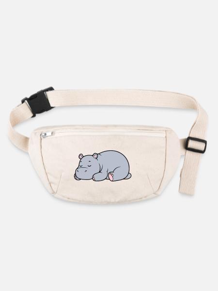 Hippopotame endormi Vecteur paresseux fatigué - Sac banane recyclé Stanley/Stella - blanc naturel - Devant
