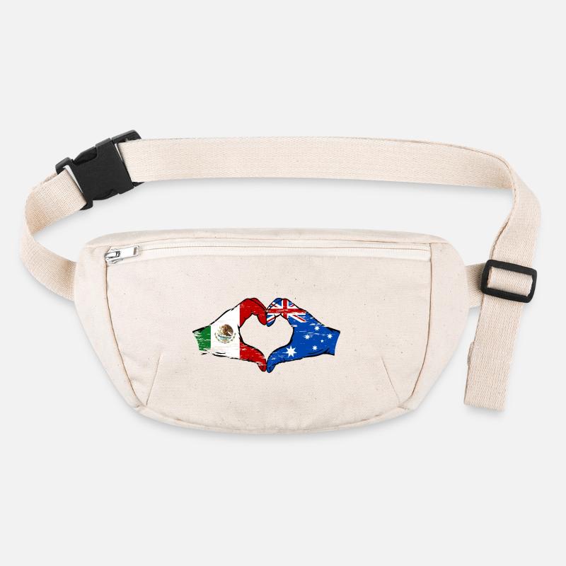 Mexico Australia Flag Hands Heart Shape Used Stanley/Stella recycled Hip Bag 
