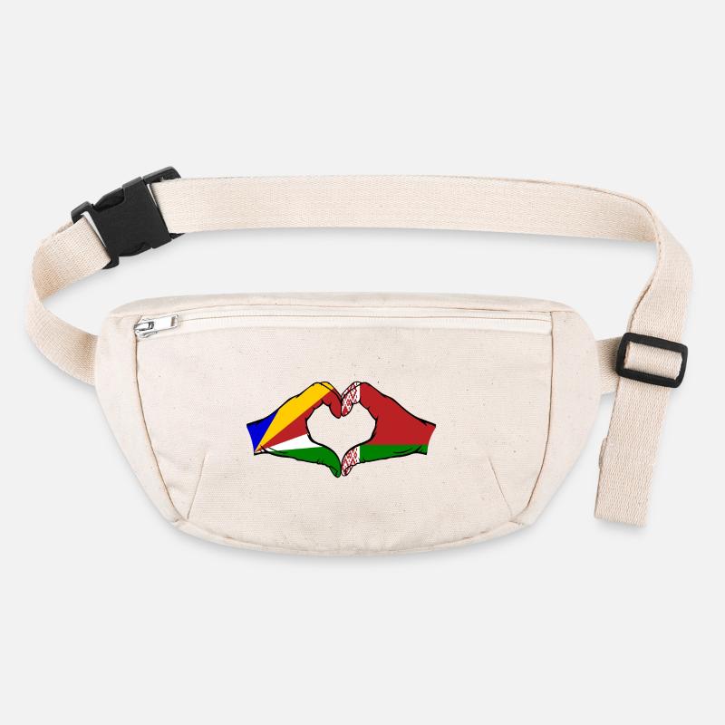 Seychelles Biélorussie Drapeau Mains Coeur Forme Sac banane recyclé Stanley/Stella